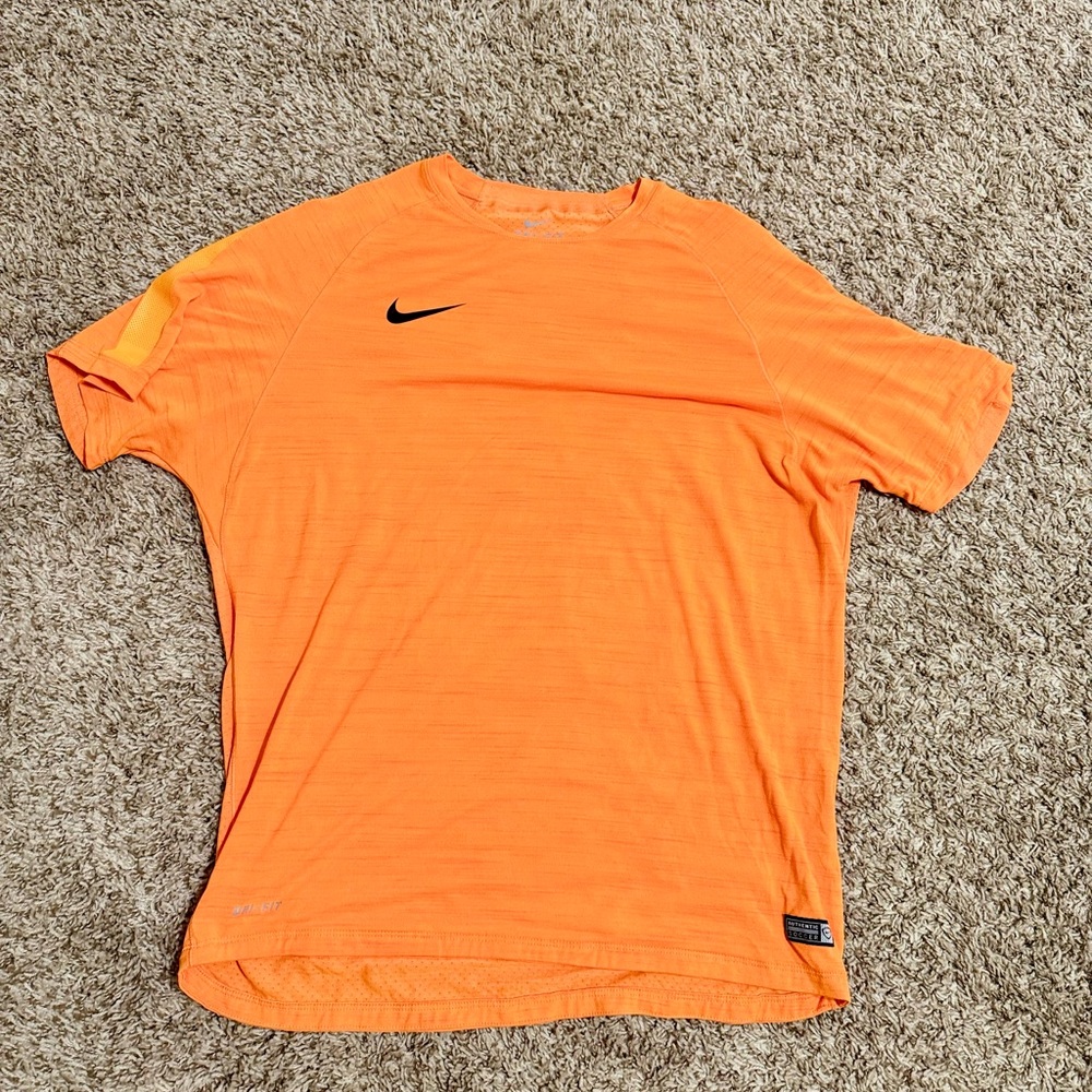 Nike Men's Authentic Soccer Bright Orange Short Sleeve Tee